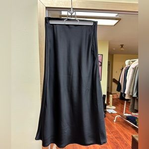 Garage Black Satin Midi Skirt